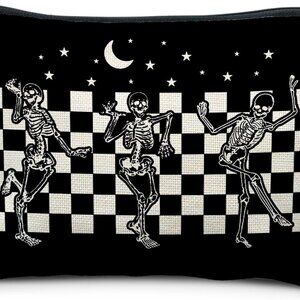 Halloween Spooky Gothic Gifts for Women, Goth Dancing Skeleton Makeup Bag Cosmet